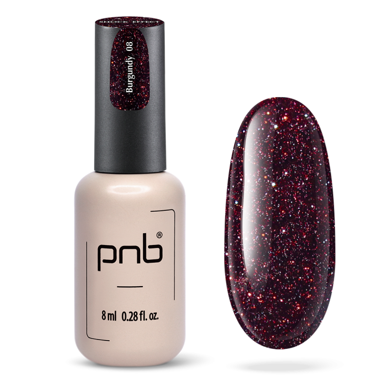 Гель лак PNB Shock Effect, Burgundy 08