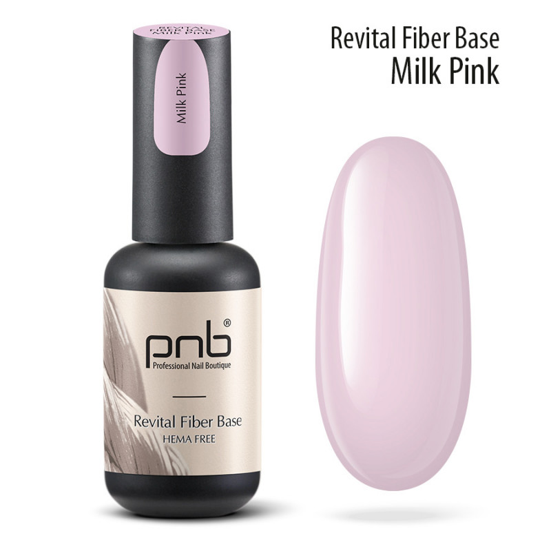 Відновлююча база з нейлоновими волокнами Revital Fiber Base PNB, Milk Pink, HEMA FREE, 8 мл
