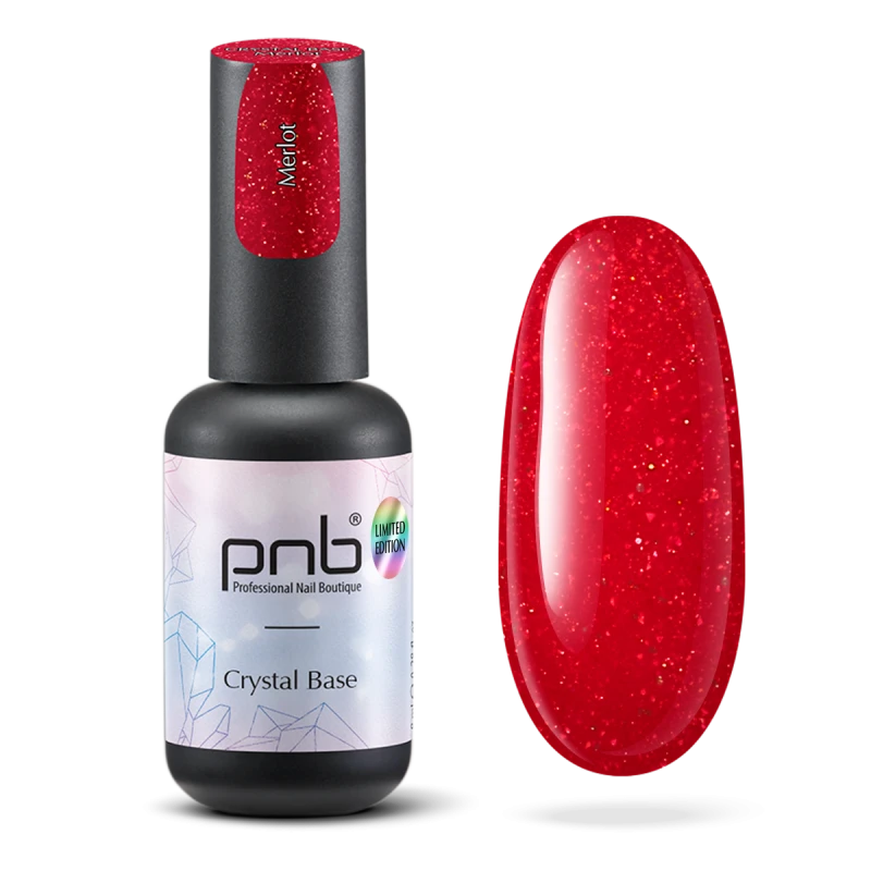 Світловідбиваюча база Crystal Base PNB, Merlot, червоний, 8 мл
