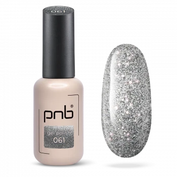 Гель-лак серебряный PNB №061, с шиммером (8 мл)