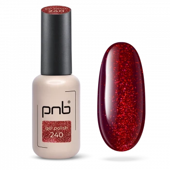 Гель-лак красный PNB №240, с шиммером (8 мл)