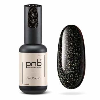 Гель-лак чорний PNB №152, з шиммером (8 мл), чорний флакон