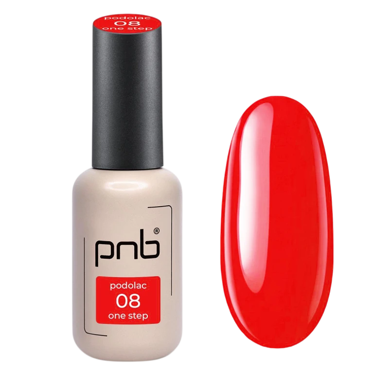 Однофазный гель-лак красный PNB Cherry №08, эмаль (8 мл)