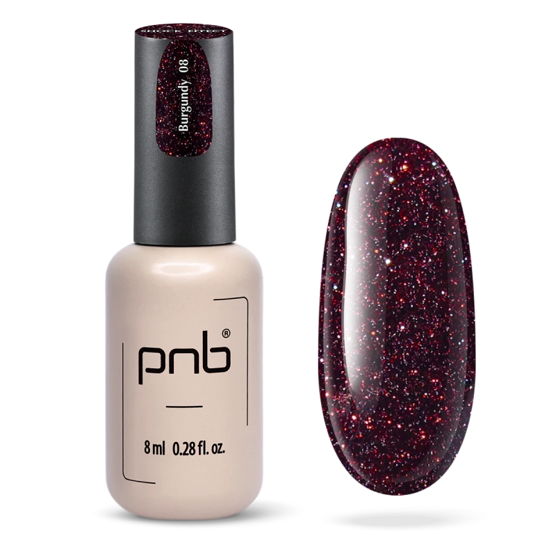 Гель лак PNB Shock Effect, Burgundy 08