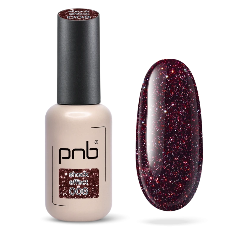 Гель лак PNB Shock Effect, Burgundy 08
