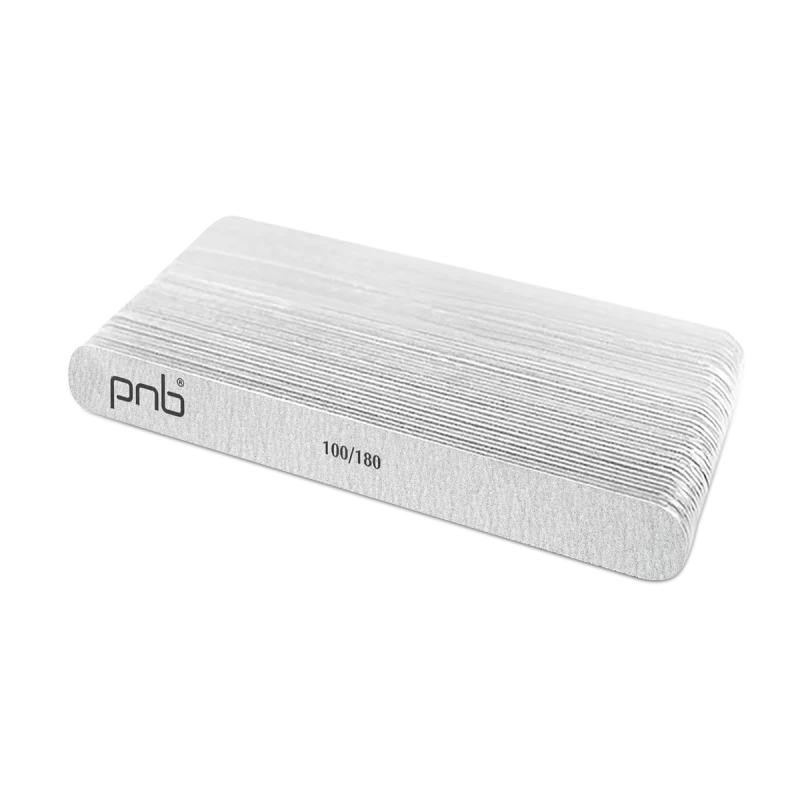 Набір пилок для нігтів PNB 100/180 Gray, пряма, 25 шт.