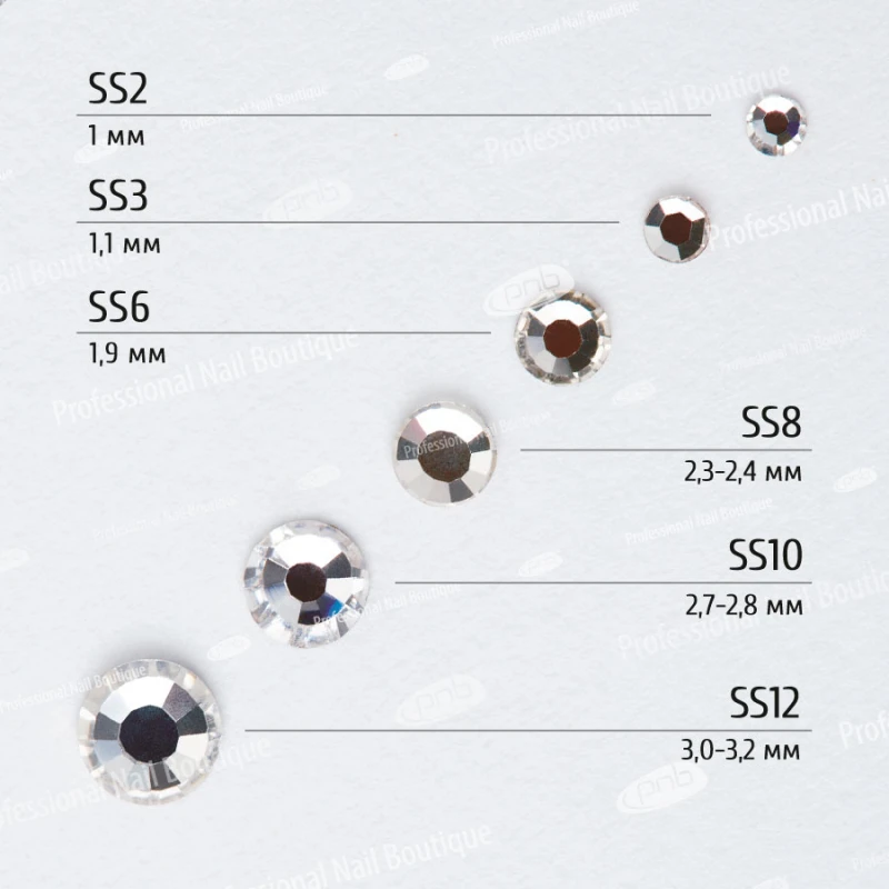 Стразы PNB Кристалл, микс размеров, стекло