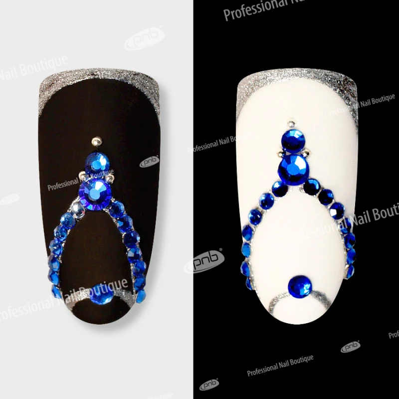 Стразы PNB синие, микс размеров, стекло