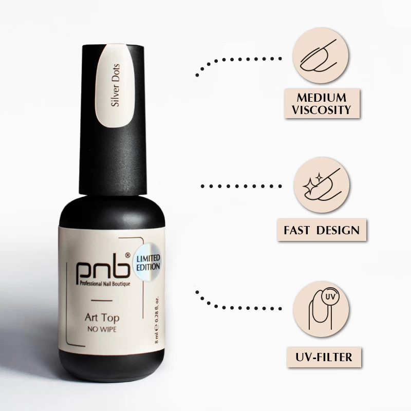 Art Top PNB, Silver Dots, No Wipe, 8 ml