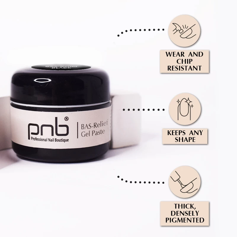 Гель паста PNB барельєф / UV / LED Gel Paste Bas-Relief (чорна), 5 мл