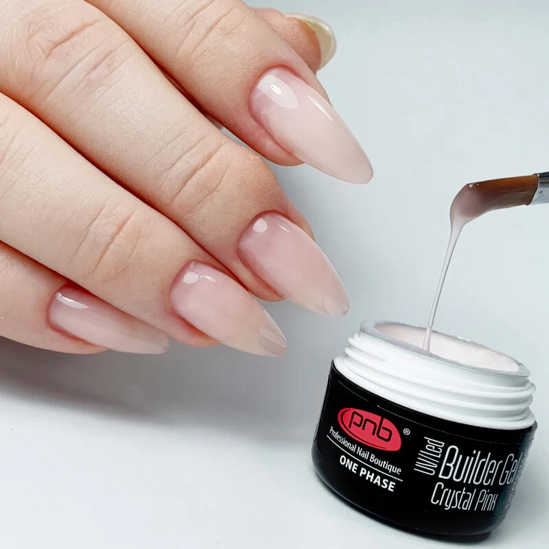 UV/LED One Phase Builder Gel Crystal Pink 15ml / Гель прозоро-рожевий