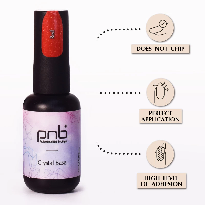 Світловідбиваюча база Crystal Base PNB, Merlot, червоний, 8 мл