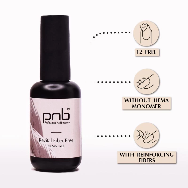 Восстанавливающая база с нейлоновыми волокнами Revital Fiber Base PNB, Porcelain Pink, HEMA FREE, 17 мл