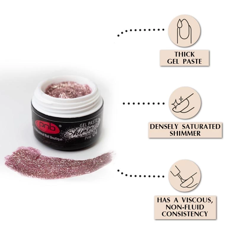 Shimmer Gel Paste / Гель паста з шиммером PNB 04 рожевий металік