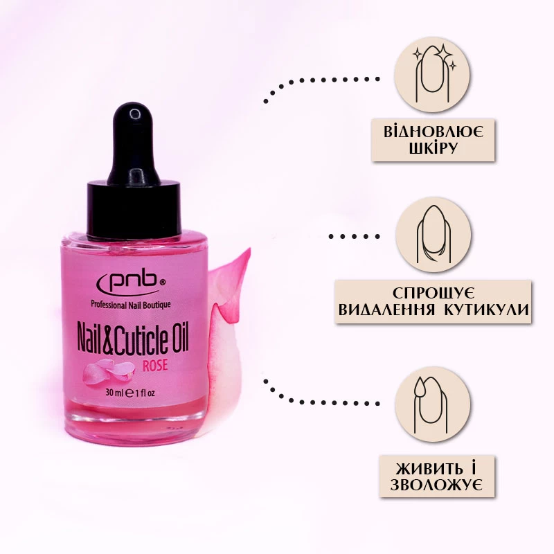 Nail&Cuticle Oil, Rose PNB, 30 ml