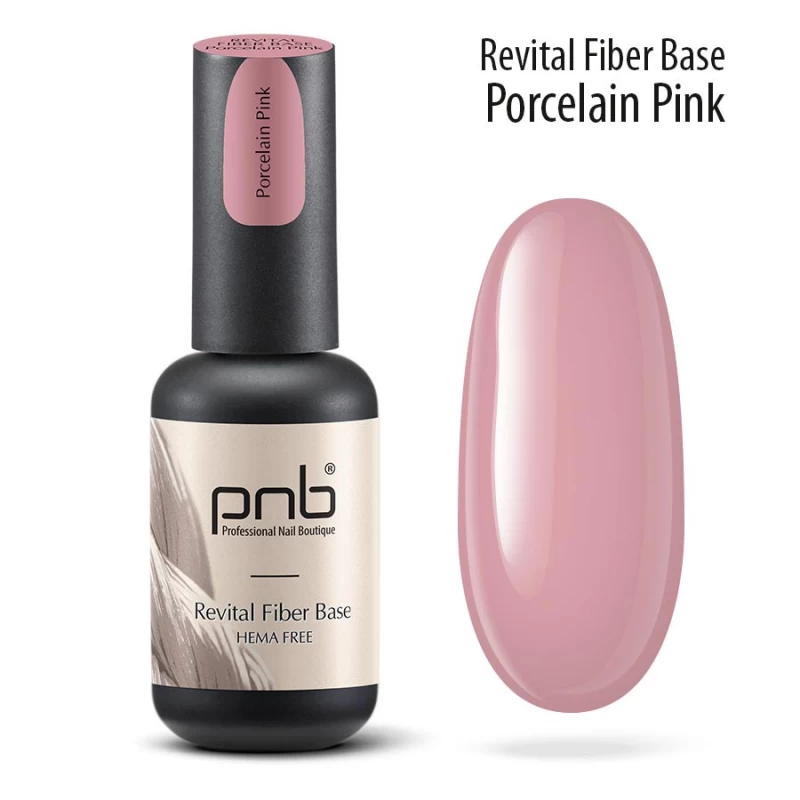 Восстанавливающая база с нейлоновыми волокнами Revital Fiber Base PNB, Porcelain Pink, HEMA FREE, 17 мл